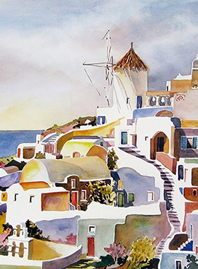 数字油画包邮填色油画装饰亲朋送礼佳品海边小镇画