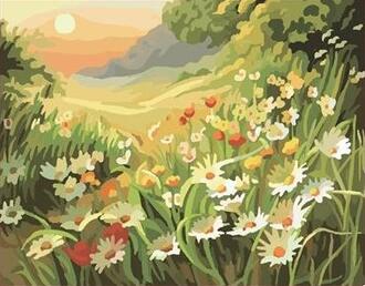 diy客厅风景数码日出填色画