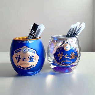 办公收纳笔筒茶具用品酒瓶改造的笔筒茶筒六君子收纳网红创意摆件