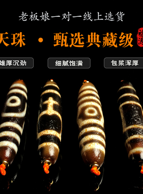 西藏玛瑙天珠九眼三眼虎牙项链