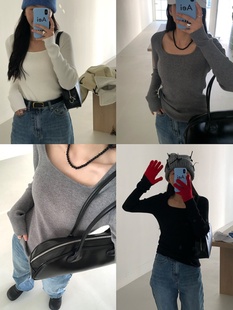 秋冬兔绒包芯纱显瘦打底毛衣 方领针织衫 HGE睡格好觉 bi入心机款