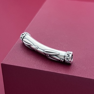 纯银古法3D足银999竹节半镯弯管银饰配件DIY文玩手串复古编绳手链