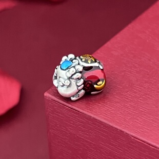 纯银999银珠配件貔貅宝宝珐琅彩胶转运珠足银999复古隔珠散珠DIY