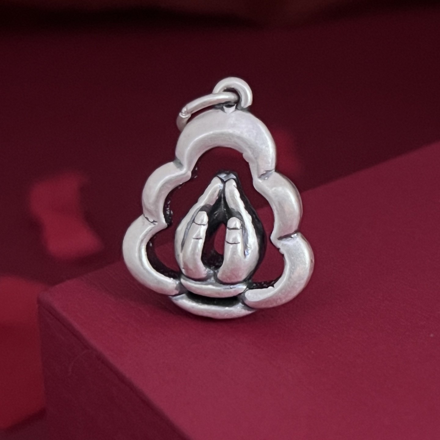 纯银挂坠佛手挂坠足银小吊坠古法3D挂件DIY银饰配件编绳手链手串