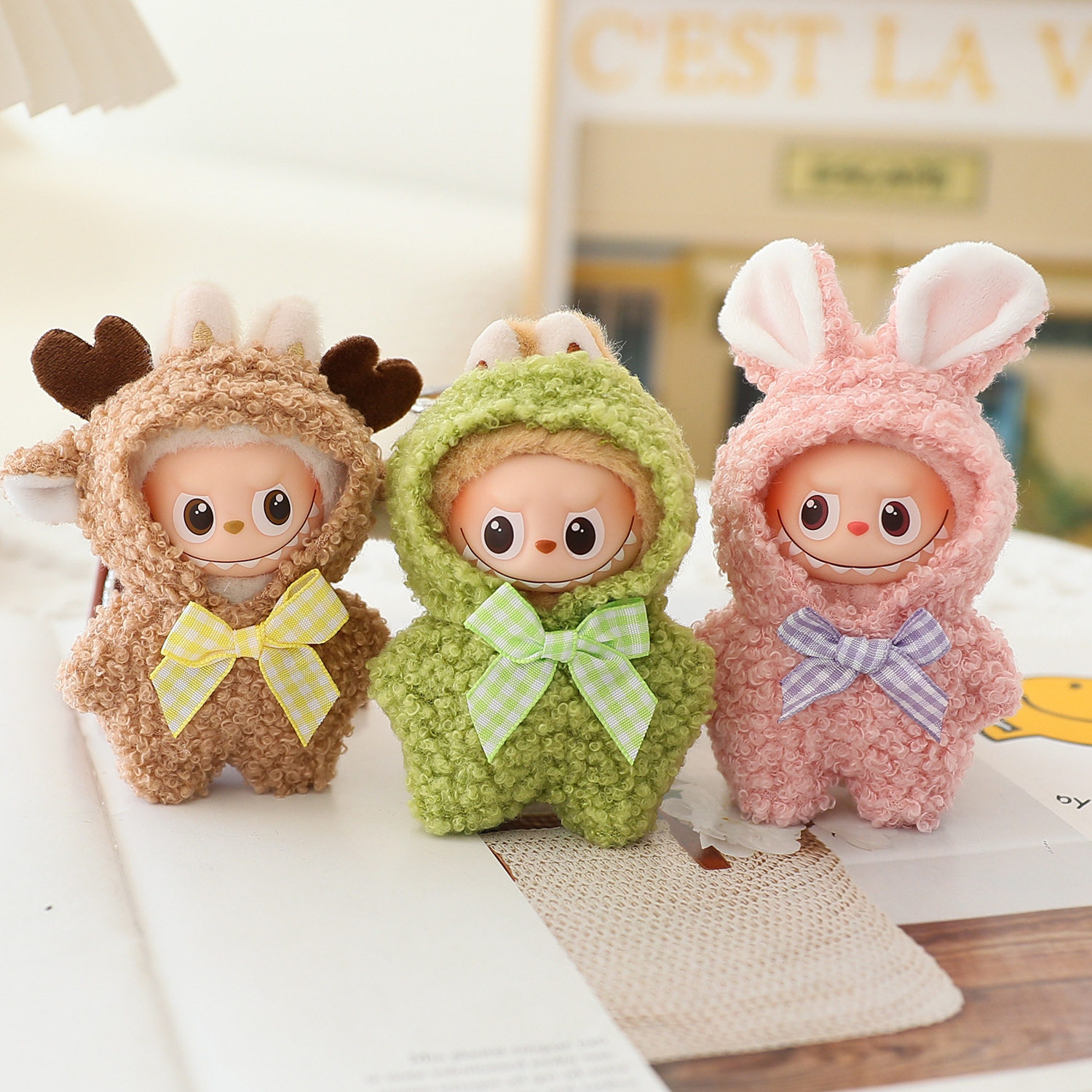 RMAX四代labubu迷你拉布布娃衣10cm搪胶心底密码动物连体衣着替