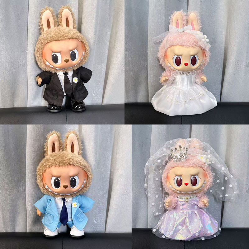 RMAX拉布布娃衣Labubu公仔衣服38cm志龙西装婚纱MOKOKO裙结婚礼物