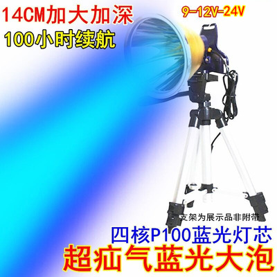 德国进口12V蓝光钓鱼灯P100夜钓头灯超P70强光大光圈夹电瓶外接灯
