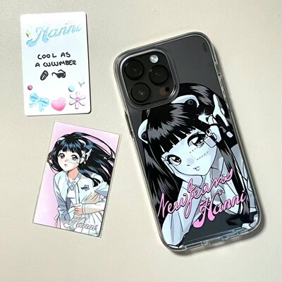 日韩newjeans漫画女孩适用15苹果14ProMax手机壳iPhone12全包14甜酷13Pro软17Promax防摔11保护套16女Xsmax软