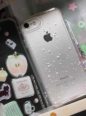 白色星星雪花适用15苹果14ProMax手机壳iPhone12全包14可爱13Pro软15Promax防摔11保护套16女Xsmax软8pus情侣