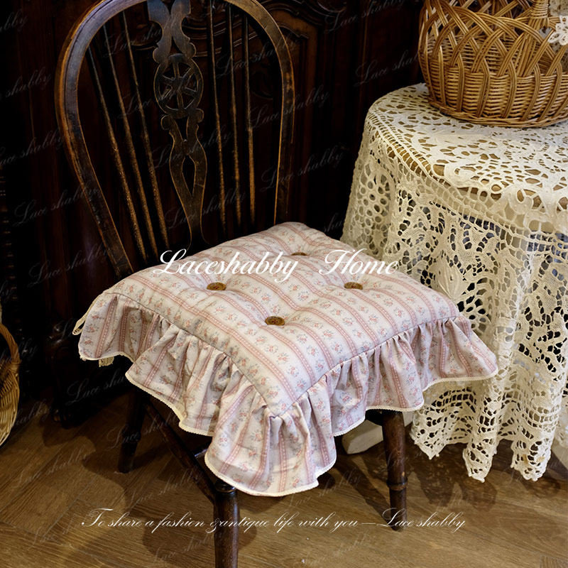 浪漫治愈系！LACESHABBY法式复古蕾丝碎花纯棉荷叶边椅子垫坐垫,居家布艺,椅垫,淘宝优惠券,粉丝福利购,淘宝优惠卷