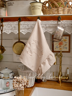 米色南法亚麻荷叶边洗手巾擦手毛巾餐巾布 复古乡村风格 新款 法式