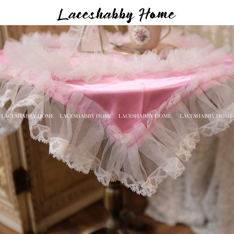 LACESHABBY 새로운 사용자 정의 유럽 복고풍 스타일의 작은 신선한 레이스 새틴 부드러운 플레이스 매트 테이블 매트 식탁보