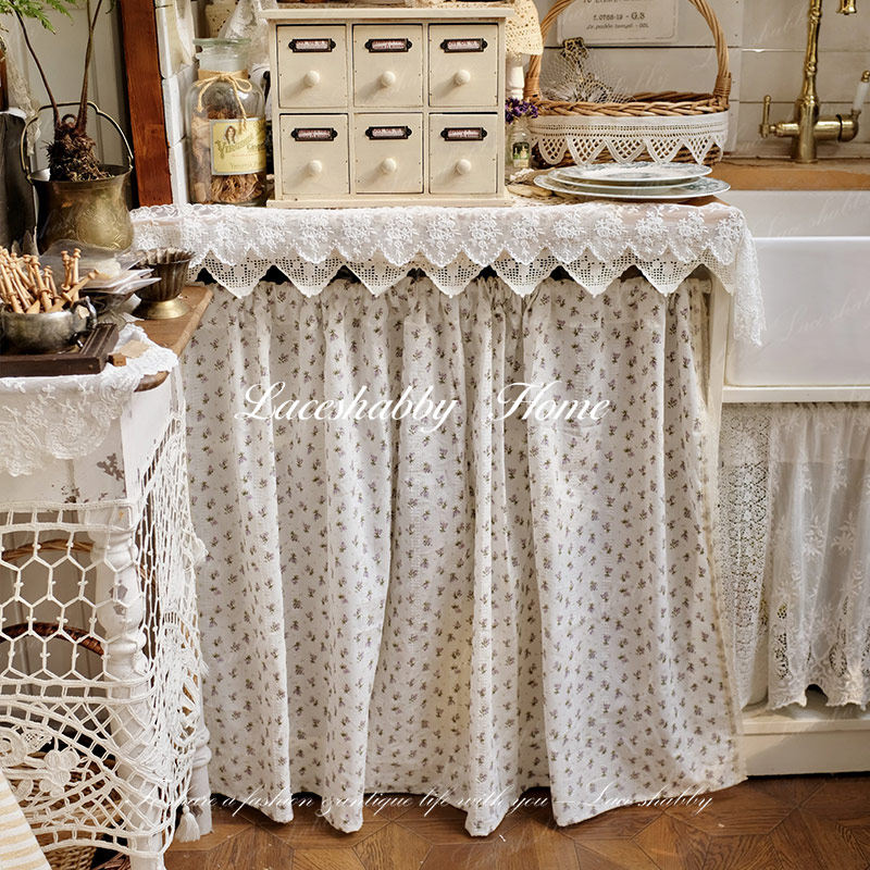 LACESHABBY治愈系法式复古风格紫色碎花纯棉窗幔遮挡帘子窗帘门帘,居家布艺,定制窗帘,淘宝优惠券,粉丝福利购,淘宝优惠卷