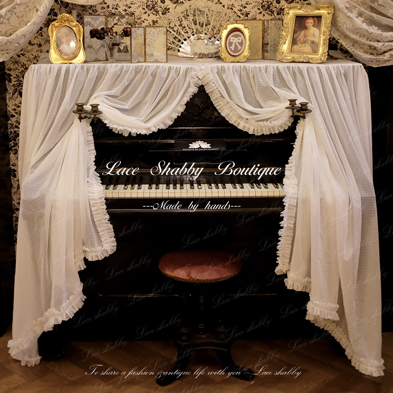 太美了！LACESHABBY新款法国非遗列维斯蕾丝白色公主钢琴罩盖巾