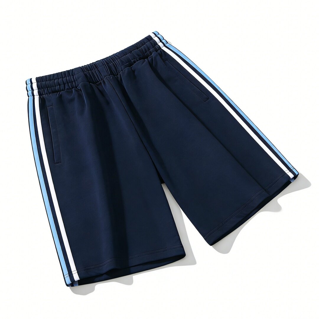短裤夏季学生校服裤白浅蓝两杠透气薄款藏蓝色运动裤清爽短款校裤