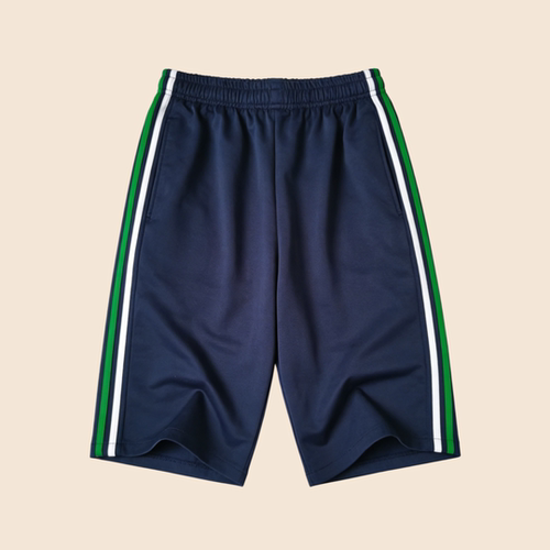 薄款夏季校服短裤白草绿两条杠中小学生藏蓝色校服裤透气运动短裤