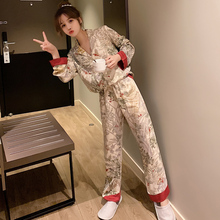 网红ins宽松家居服纯棉韩版 套装 棉绸睡衣女春秋冬两件套长袖 新款