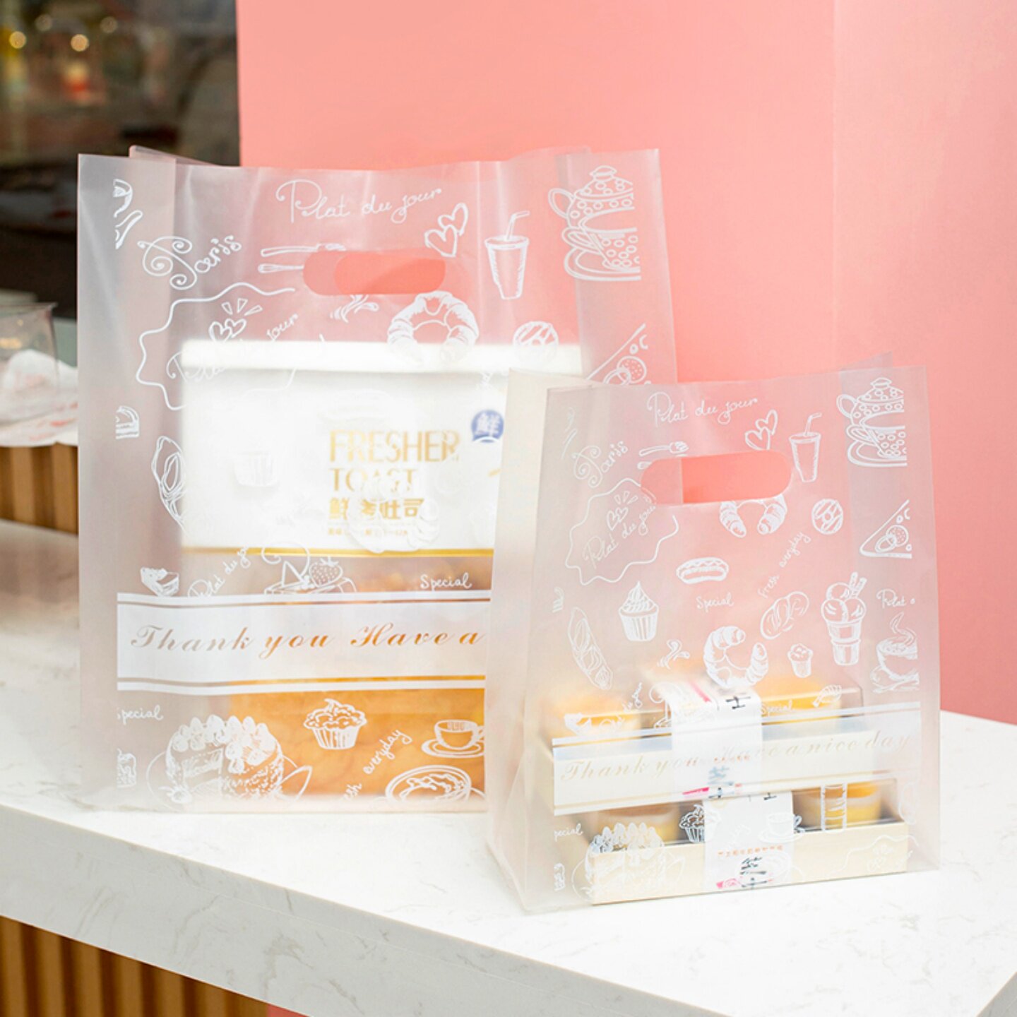 蛋糕烘焙包装袋定制logo面包店专用甜品打包袋批发外卖手提袋食品