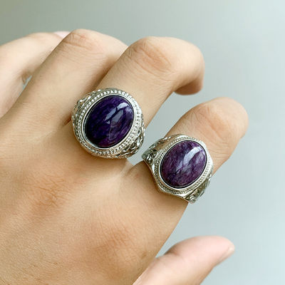 紫龙晶男女款镀银托大时尚潮戒指