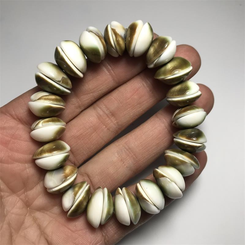 天然螺化石手链男女波西米亚风贝壳玉化单圈手串时尚潮人饰品礼物