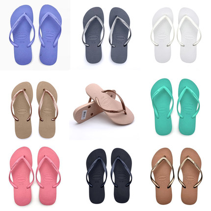 哈瓦那正品havaianas slim纯色女士细带防滑平底沙滩人字拖鞋夏季
