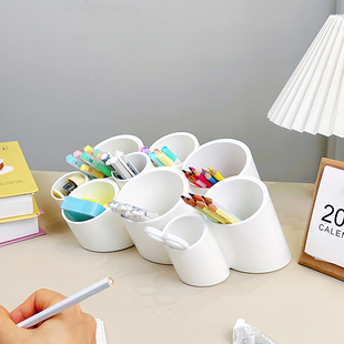 笔筒收纳盒办公室桌面轻奢简约儿童学生书桌平替 BON大容量斜插式