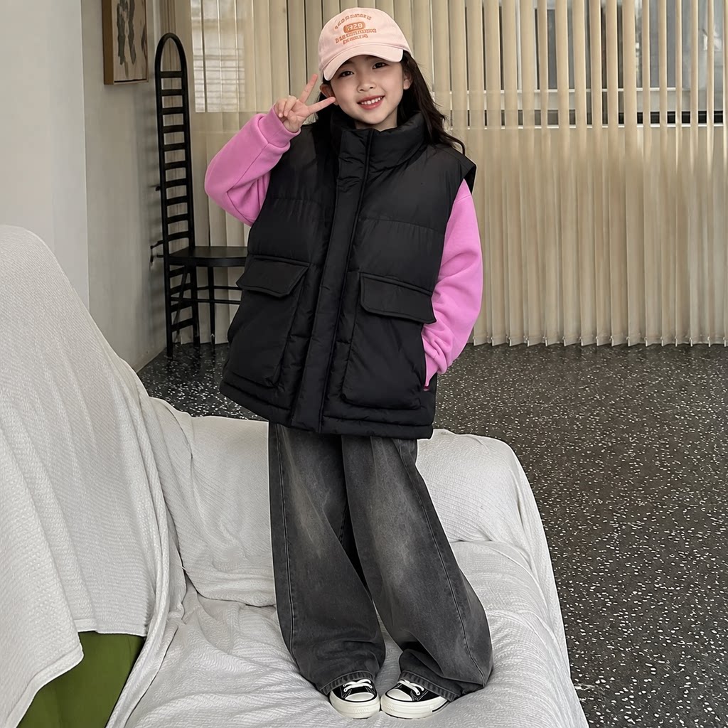 女童冬装洋气白鸭绒马甲