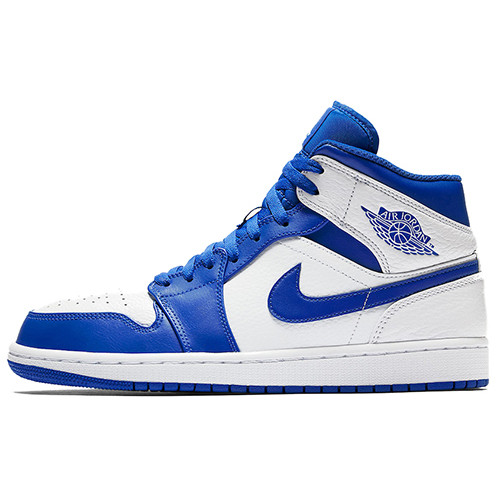 Jordan Air Jordan 1 Mid Hyper Royal 复古中帮篮球鞋 男款 白蓝