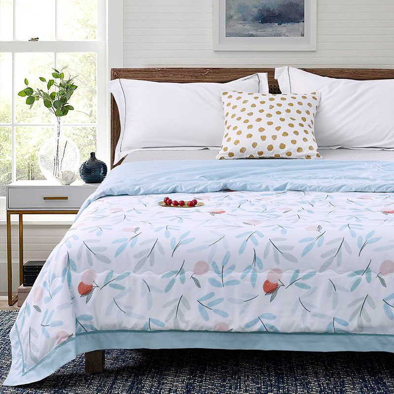 杉杉印花被提花蚕丝蛋白被清韵薄荷保健三件套夏季福利团购礼品