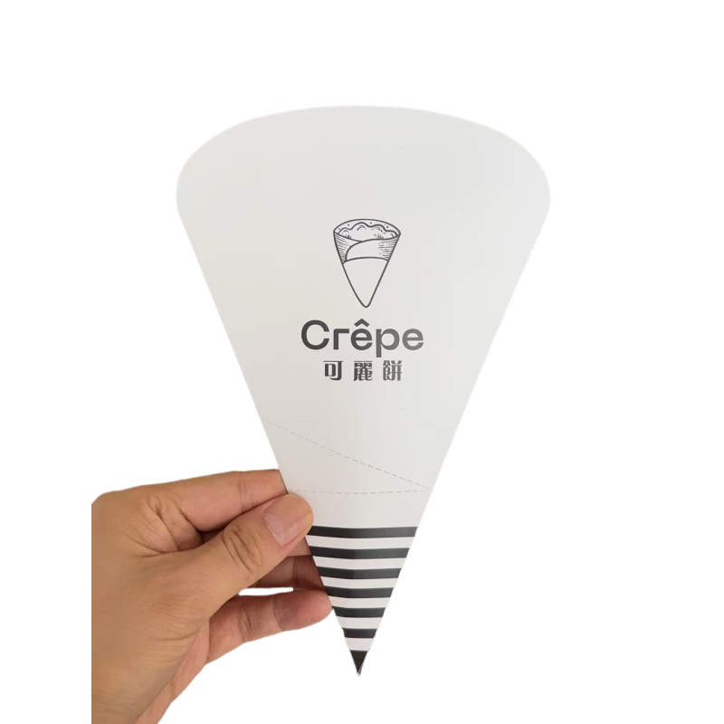 可丽饼包装盒一次性可定制防油薯条锥形盒子可丽饼纸托包装纸