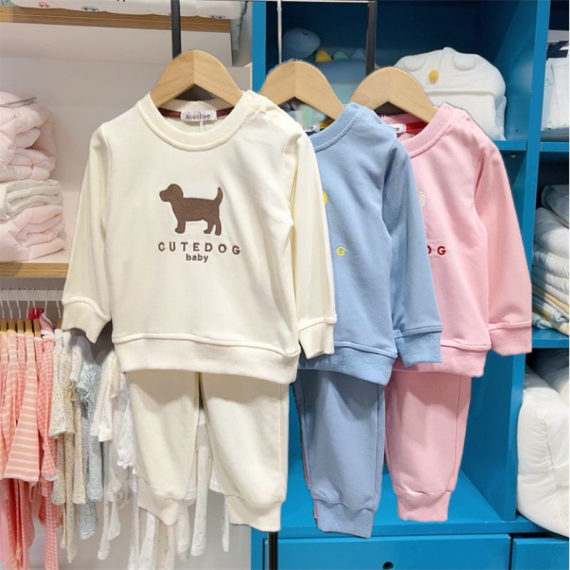 韩国Alloflove品牌秋款男童女童纯棉运动卫衣卫裤套装MS480603