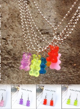 ins时尚耳饰个性小熊女树脂大方