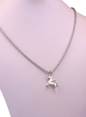 嘻哈钛钢龙骨链项链土酷时尚独角兽 火焰吊坠首饰男女精致项链ins