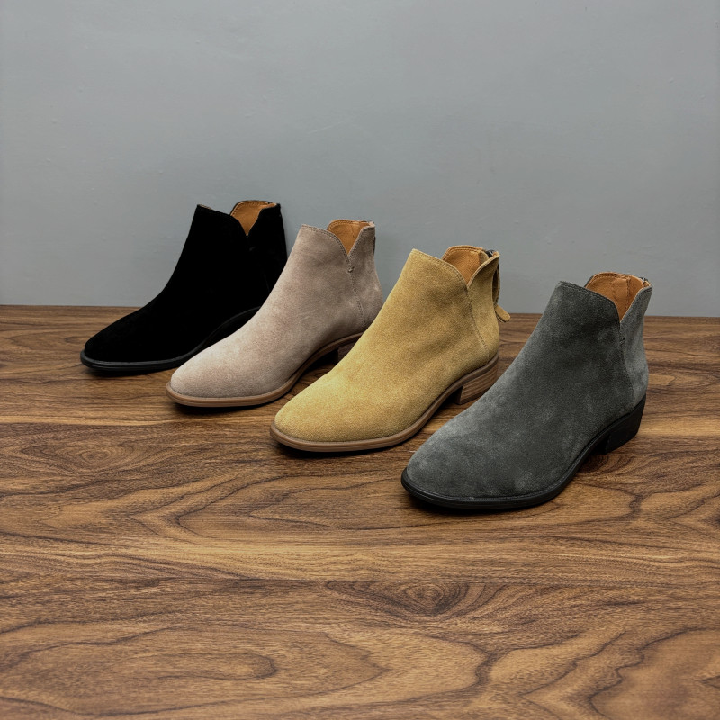 鹿皮及踝靴真皮女靴牛皮软底短靴