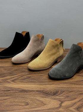 正品Kacey Devlin德芙琳女靴软底鹿皮短靴女2024新款春秋单靴磨砂