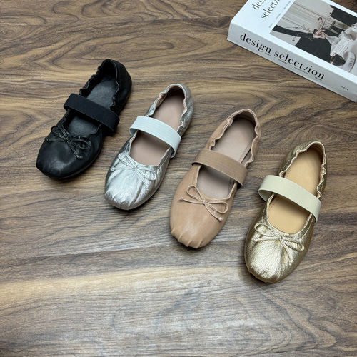超软羊皮蝴蝶结玛丽珍芭蕾鞋