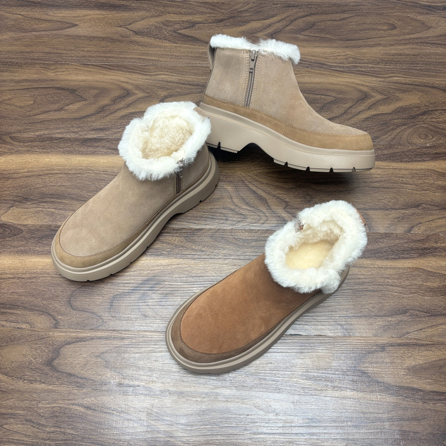 高版外贸侧拉链羊皮毛一体雪地靴女保暖厚底加绒圆头短靴舒适棉靴,女鞋,时尚雪地靴,淘宝优惠券,粉丝福利购,淘宝优惠卷