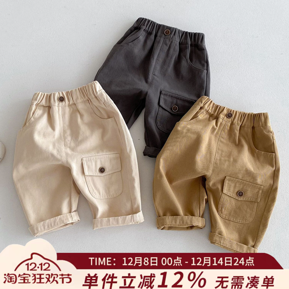 儿童纯色长裤洋气工装裤子