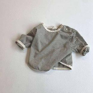 ins春秋装 秋冬加绒套头T恤男宝宝休闲百搭上衣服外穿 婴幼儿打底衫