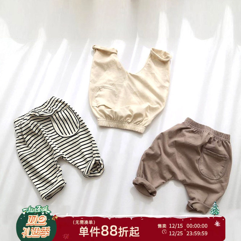 春夏装男女宝宝长裤纯棉条纹打底裤韩版外穿婴幼儿大PP裤儿童裤子
