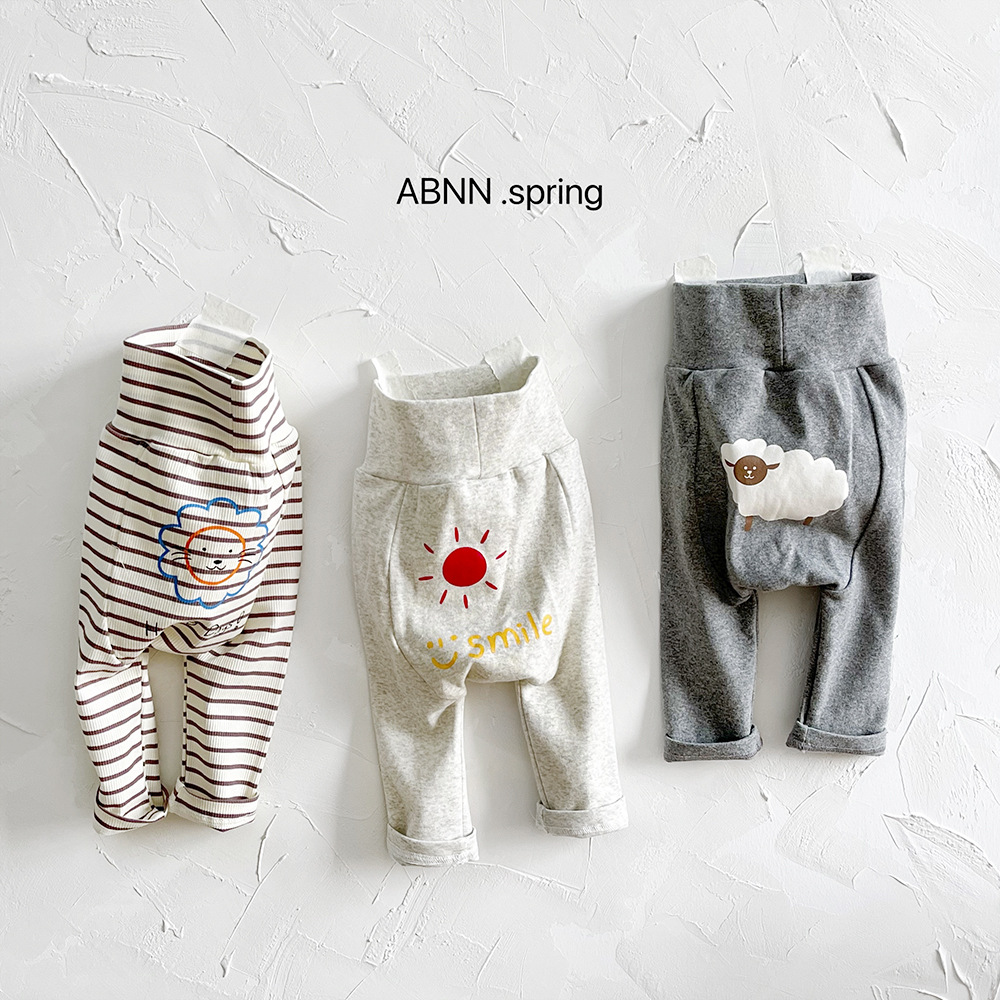 婴儿裤子春秋装男女宝宝高腰卡通包屁长裤外穿新生儿可爱大pp裤子