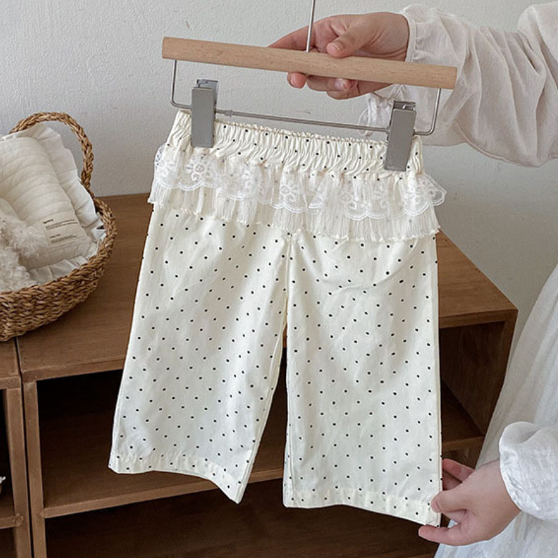 夏装韩版女宝宝可爱网纱屁帘裤婴幼儿童裤子小童洋气波点阔腿长裤