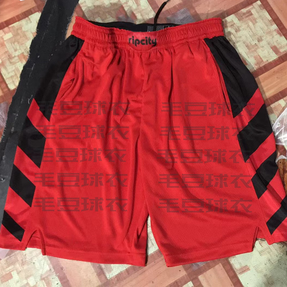 开拓者杨瀚森球裤红色白色黑色步行者雷霆球裤高品质热压贴布短裤