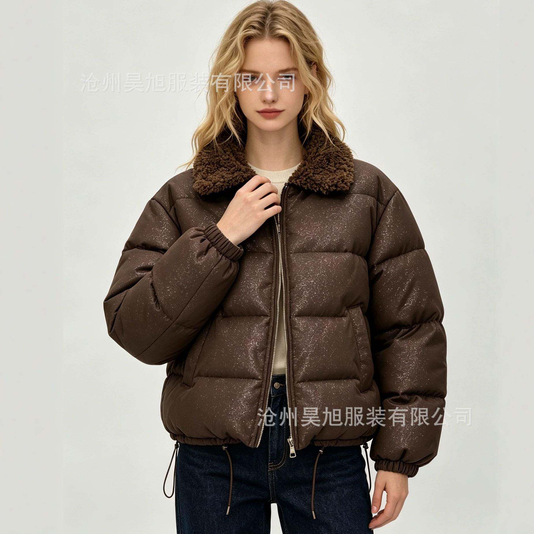 大毛领短款羽绒棉服女2026新款宽松面包服小个子加厚冬季棉衣外套