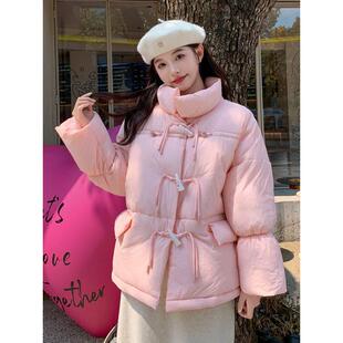 泡泡袖羽绒棉服女2025新款韩版宽松牛角扣棉衣面包服秋冬厚外套女
