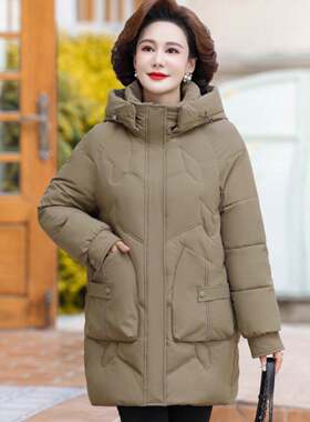 妈妈冬装棉衣中老年人时尚羽绒棉服中年妇女短款秋冬小棉袄外套厚
