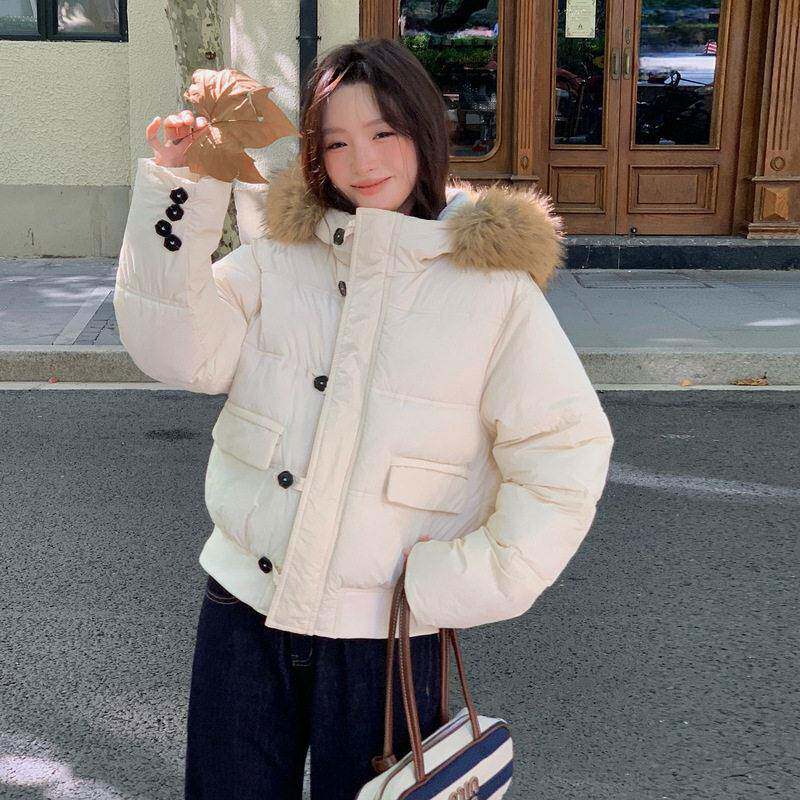 冬季新款韩版羽绒棉服女宽松棉衣2026休闲短款大毛领棉袄外套加厚