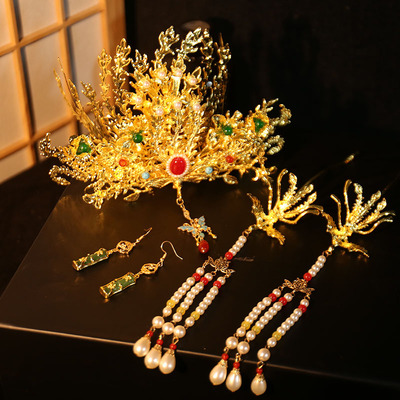 古风发饰鬓发发冠明制凤冠全套