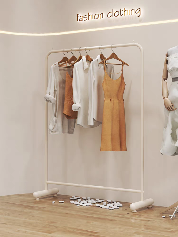 奶油风服装店落地式挂衣架中岛架新款奶白色服装展示架网红小红书,商业/办公家具,服装展示架,淘宝优惠券,粉丝福利购,淘宝优惠卷