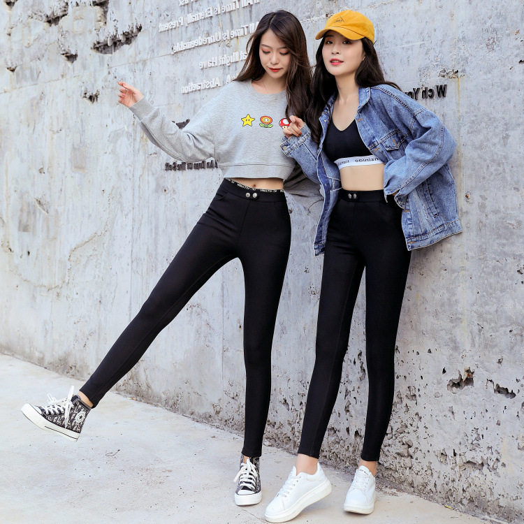 vc裤春秋润肤高弹薄款新款小黑裤